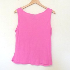 1980s Vintage Venezia pink ribbed tank top with ribbon detail plus size 22-24