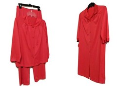 Vintage Vanity Fair 3 Piece Sleepwear Set Red Size Small Based On Measurements