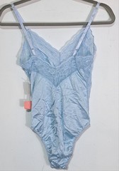 Vintage 1970s Darling Body Fashion Blue Nylon Teddy Lace XXS Lingerie