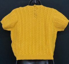 Vintage 1950s gold sweater, mustard yellow wool crop top cable knit short M L