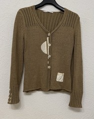 Vintage Chunky Knit Cardigan from Italy, Cotton/Acrylic, Size XL