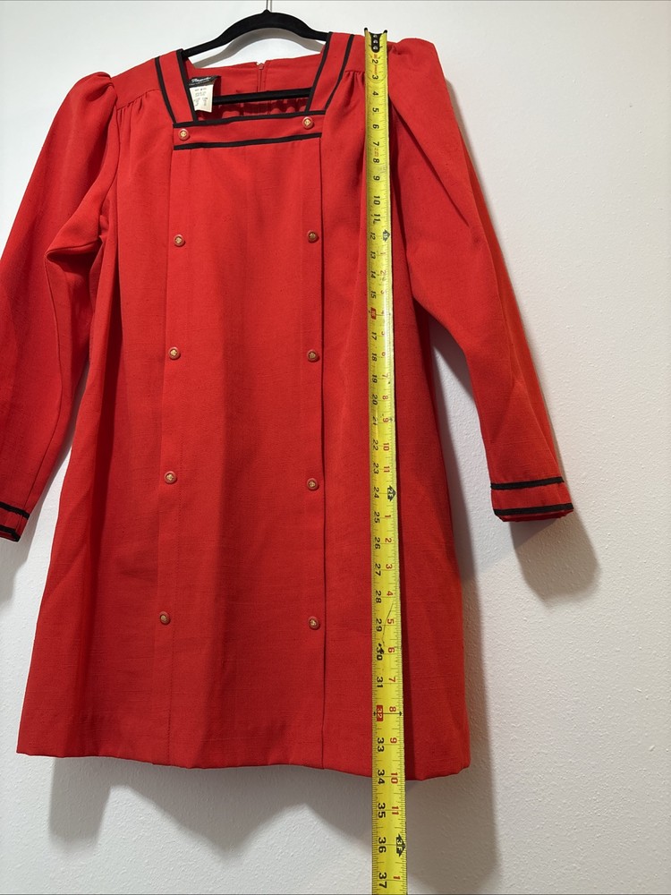 Vintage 18W Stewardess Dress Red Black Vtg Button Accents Made In USA California