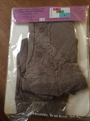 Vintage Queen Size Mist Tone Nylon pantyhose w/ model Size Of