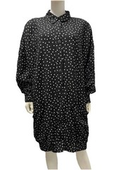 Vintage Harper Greer Black Dots Relaxed Modernist Tunic Shirt Dress Womens M
