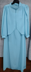Vtg 70s Ice Blue Maxi Dress 16 1/2 Sheer Cardigan Jacket Made USA Formal Wedding