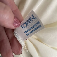 Vtg Lorraine Half Slip Poly Ivory Lace 25 Inch long Medium No Slit Sissy