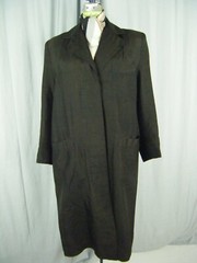 HATTIE CARNEGIE BLUE NOOM Vtg 50s Black Silk Blend Coat & Scarf-Bust 41/M