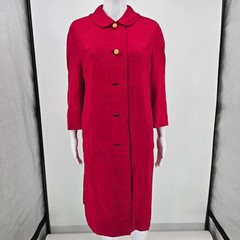 Vintage 1960s Bullock’s Wilshire Los Angeles Red Shantung Silk Mod Coat (L)