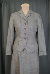 Vintage 1950s Tailored Brown Suit Jacket, 33 bust Junior Size, + damaged skirt
