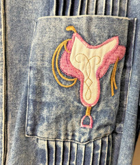 Vintage Panhandle Slim Size 12 Denim Western Dress USA Cowgirl Rodeo Festival