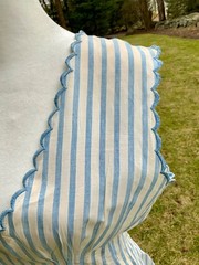 Rare Edwardian summer dress circa 1915–1922 in blue and ivory striped cotton