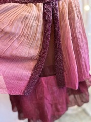Vintage Antique 20s Flapper Dress Silk Chiffon Pink Ombre Beaded As Is XS