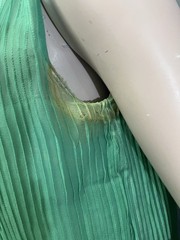 Fabulous 1920’s Dress Of Pleated Green Chiffon With Purple Silk Velvet Sash
