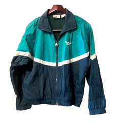 VINTAGE 90s REEBOK BLUE NYLON ZIP WINDBREAKER JACKET MEN WOMEN SIZE MEDIUM