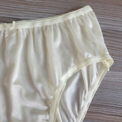 Vintage Slippery Nylon Panty Sissy Yellow Bikini Sheer Brief Size 7-8 Hip 38-42″
