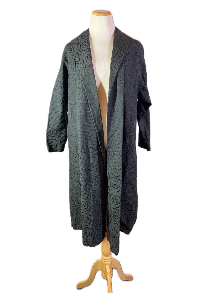 Vintage 40s Cee-Dee Trademark Open-Front Swing Coat Long Black Pockets *Flaws