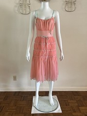 1950s/60s Ro Jene Lingerie Pink Sheer Nylon Negligee Boudoir Ruched Cupcake VTG