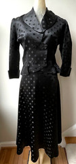 1950s Ceil Chapman Designer Black Silk Cocktail Dress Suit Size 8 YY308