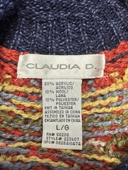 Vtg Claudia D. Misses L Pullover Sweater Multi-Color Fair Isle Wool Blend Retro