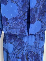 Vintage Stuart Alan 14 Royal Blue Abstract Bubble Waist Secretary Blouson Dress