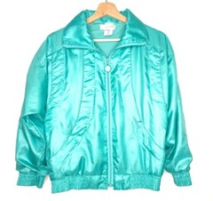 Vintage adidas Women’s Shiny Green Track Jacket Full Zip Size S