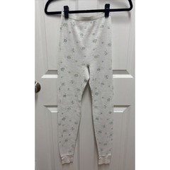 Vintage 70s Thermal White Floral Multicolor Waffle Knit Legging – Size Large