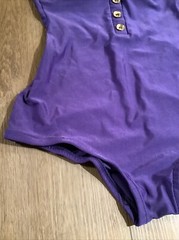 Vintage Oleg Cassini Peter Pan Swimsuit Purple Button Front 60s 70s Repair