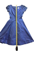 1960s Carol Craig Dress VTG Midi Tea Cocktail Day Sz 14 BLUE New Look Petticoat