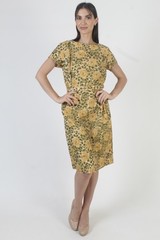 Vintage 50s Belted Wiggle Dress Garden Floral Pin Up Rockabilly Retro MCM Skirt