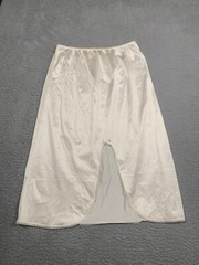 Dawn to Dusk Ivory Half Slip Nylon Size Large L 30/32 Lace Trimmed Elastic Waist