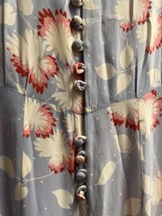 Vintage 1940s Dress 40s Purple Floral Button Front Dress