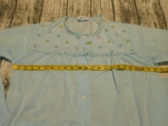 VTG 3 PIECE PAJAMA SET 1960’s BABY DOLL TOP PANTS ROBE EMBROIDERED FLOWERS sz L