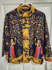 Vtg Women’s Asian Indian Bali Style Folk Art Jacket Wearable Art Tree Of Life