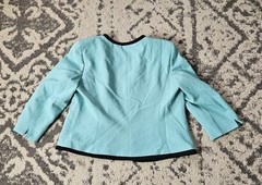 Vintage 1990s Jones Studio Black Teal Scallop Blazer Petite 12