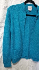 Serbin Vintage Cardigan Sweater Size 34 Size Small Teal Blue