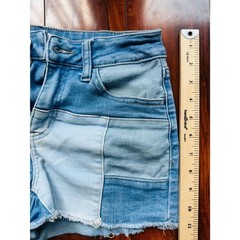 SO Bohemian Patchwork Multiple Denim Panels High Waist Raw Hem Shorts Jr. 9/29