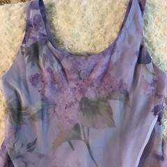 Vintage Cattiva NY fairy witch sheer chiffon lavender floral tiered maxi dress L