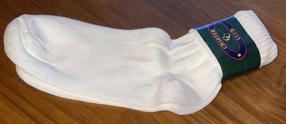 VTG Fold Over Ladies White Ankle Socks 90’s Charter Club Mercerized Cotton 9-11