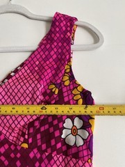 Vintage 60s Alfred Shaheen Hawaii 10 Long floral dress Neon Pink Barkcloth