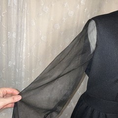 Vintage Puritan Forever Young Long Black Maxi Dress Sheer Sleeves Medium