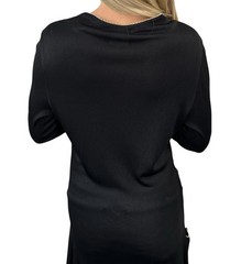 CHANEL Vintage CC Logo Knit Long Cardigan Button Black White Dress 105495