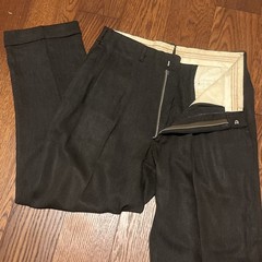 Vintage 32×28 1940s 1950s Hollywood Waist Pleated Pants Cuffed Drop Loop