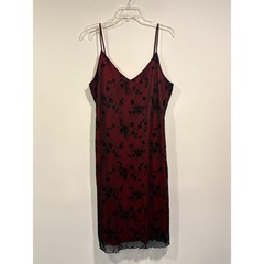 Chesley Red/Black Floral Slip Dress Women’s XL Vintage Y2K Evening Cocktail