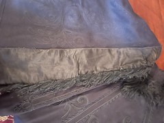 Antique Black Victorian Heavy Wool Cape Soutache Embroidery Feather Collar