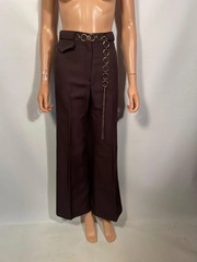Vintage 1970s Brown Polyester Sears Jr Bazaar Bell Bottoms Wide Leg Pants 26 W