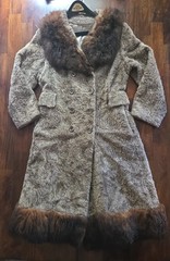 Vintage 1950s Broadtail Persian Lamb Fur Coat Mink Collar Roth Furs Toledo