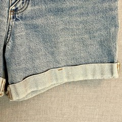 Vintage 90s Y2K Denim Shorts Boho Coastal Zigzag Button Fly Rolled Cuffs Sz L