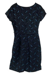 1970s Carol Brent Women’s Vintage Evening Dress Sz 12 Black Blue Geometric