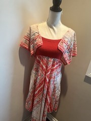 Vintage 1970s Lightweight Butterfly Wing Handmade Flowy Red Dress
