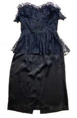 VTG Jolie Madame Dress Womens 7/8 Strapless Cocktail Black Lace 80s Madonna